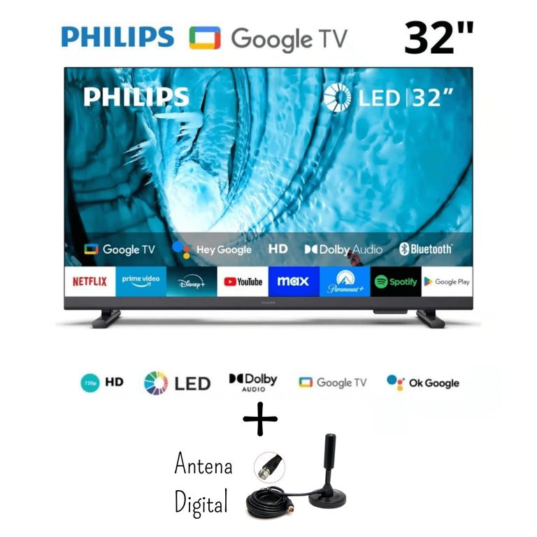 Televisor Smart HD 32 Google TV 32PHD6909 + antena digital