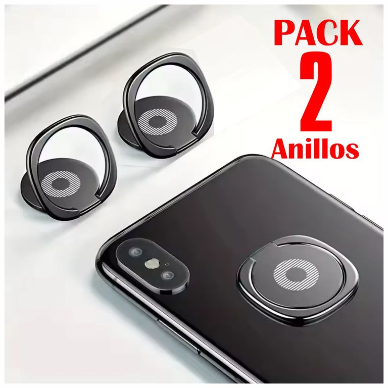 Pack 2 Anillo Soporte Metálico Giratorio Adhesivo para Celulares