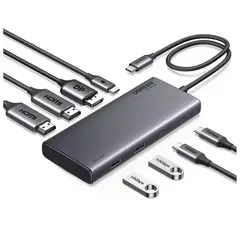 UGREEN - Adaptador HUB Revodok Type C 8 EN 1 HDMI DP 4K 60HZ PD Carga Rápida 100W 10Gbps