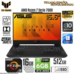 ASUS - Laptop Tuf Gaming AMD Ryzen7-7735HS 16GB RAM 512GB SSD 156 FHD RTX4050-6GB FA507NUR-LP005