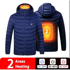 GENERICO - Casaca Térmica Calefactora Impermeable Hombre Azul Capucha Genieka