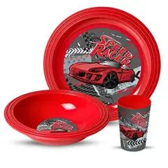 GENERICO - Set Plato + Vaso X 3 Pza Dec Speed Racer