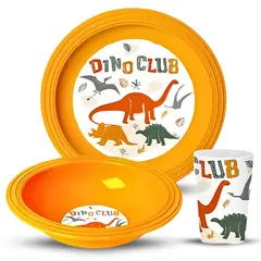 GENERICO - Set Plato + Vaso x 3 piezas - Diseño Dino Club