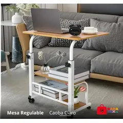 GENERICO - Mesa de Laptop Multiusos con Repisas Altura Regulable Color Madera