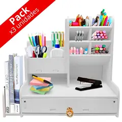 MINARI - Pack x3 Organizador de Escritorio Oficina y Papelería 84L