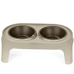 RIMAX - Comedero Alto Perros Pequeños Taupe Mocca