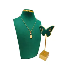 GENERICO - Pack Acero Collar con dije y Aretes - Guitarra Dorada