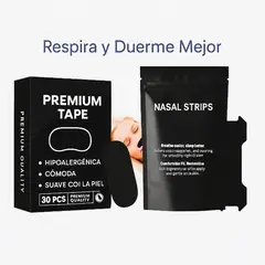 GENERICO - Pack Antirronquidos Cinta Bucal + Tiras Nasales Large Duerme Mejor