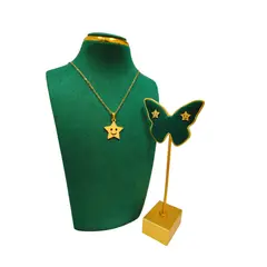 GENERICO - Pack Acero Collar con dije y Aretes - Estrella Feliz Dorada