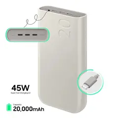 SAMSUNG - Power Bank 45W 3x USB-C PD 20 000 mAh Beige