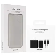 SAMSUNG - Cargador Power Bank 20000mAh + Cargador 45W Completo GAN