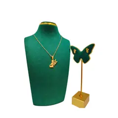 GENERICO - Pack Acero Collar con dije y Aretes - Hada Arrodillada Dorada