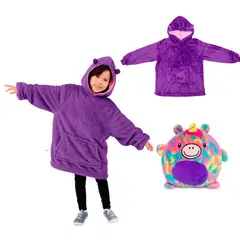 GENERICO - Peluche Convertible En Polera Con Capucha para Niñas Unicornio