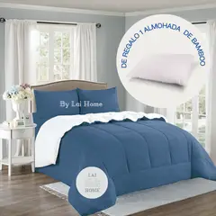 CASATEX - EDREDON PREMIUN CON SHERPA + SET DE SÁBANAS 3000 HILOS 2 PLZ