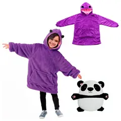 GENERICO - Peluche Convertible En Polera Con Capucha para Niños Panda