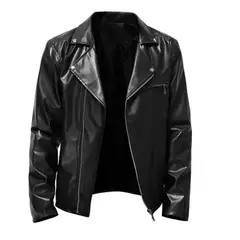 GIOIO - Chamarra De Cuero Casual Ajustada Para Locomotoras Gabardina