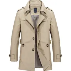 GIOIO - Chaqueta Hombre Algodón Puro Largo Casual Grande Liso Elegante​