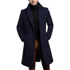 GIOIO - Gabardina Hombre Lana Largo Medio Corte Preciso Solapa Sastrería​