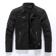 GIOIO - Chaqueta Sintética Hombre Matizado Corte Delgado Estilo Moto Urbano Moderno​