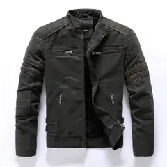 GIOIO - Chaqueta Sintética Hombre Matizado Corte Delgado Estilo Moto Urbano Moderno​