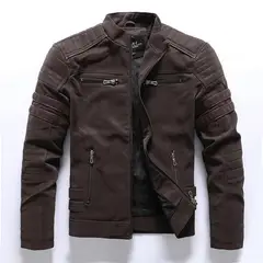 GIOIO - Chaqueta Sintética Hombre Matizado Corte Delgado Estilo Moto Urbano Moderno​