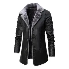 GIOIO - Abrigo Hombre Sintético Premium Medio Largo Solapa Polar Urbano Elegante​