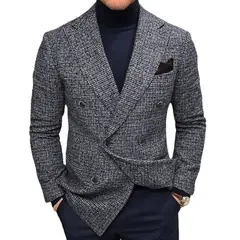 GIOIO - Saco Hombre Urbano Elegante Mezcla Lana Corte Clásico Diario​