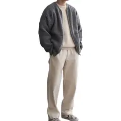 GIOIO - Cárdigan Hombre Urbano Relajado Algodón Holgado Básico Moderno​