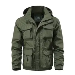 GIOIO - Chaqueta Técnica Mangas Desmontables Viento Resistente Bolsillos Múltiples Holgada Urbana​