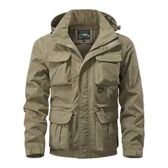 GIOIO - Chaqueta Técnica Mangas Desmontables Viento Resistente Bolsillos Múltiples Holgada Urbana​