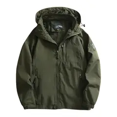 GIOIO - Chaqueta Técnica Hombre Urbana Capucha Ajustable Viento Resistente Holgada Térmica​