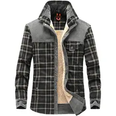 GIOIO - Camisa Abrigo Hombre Algodón Térmico Cuadros Urbano Elegante Grueso Premium​