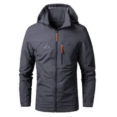 GIOIO - Chaqueta Capucha Ráfida Urbana Corte Delgado Bolsillo Canguro Táctico