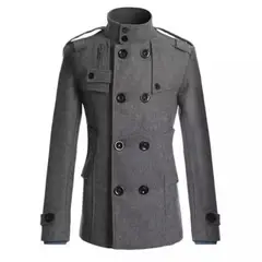 GIOIO - Gabardina Hombre Mezcla Lana Largo Medio Corte Preciso Urbano Elegante​