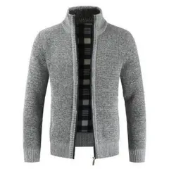 GIOIO - Cárdigan Hombre Cremallera Premium Cuello Alto Punto Liso Urbano Versátil​