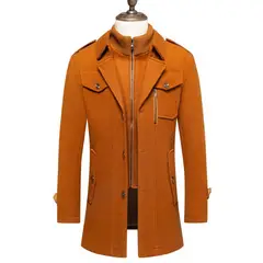 GIOIO - Abrigo Hombre Lana Doble Cuello Cremallera Vertical Urbano Elegante