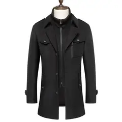 GIOIO - Abrigo Hombre Lana Doble Cuello Cremallera Vertical Urbano Elegante