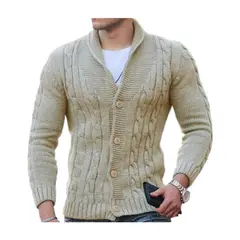 GIOIO - Cárdigan Hombre Premium Cuello V Solapa Liso Corte Preciso Urbano​