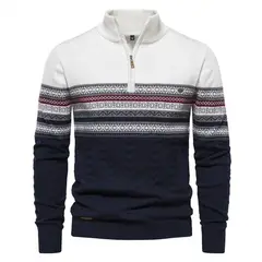 GIOIO - Suéter Hombre Cuello Alto Media Cremallera Tejido Premium Urbano Versátil​