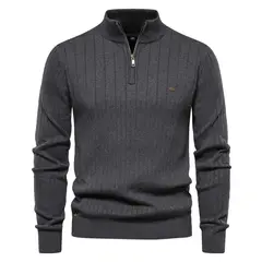 GIOIO - Chaqueta Hombre Cuello Mao Media Cremallera Tejido Ajustado Premium​