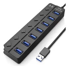 GIOIO - Hub 7 Puertos Usb 30 Alta Velocidad Pc Laptop Eliminador