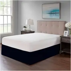 GENERICO - FALDON DE TARIMA QUEEN 160CM x 200CM MINIMAL DRILL 35CM AZUL MARINO