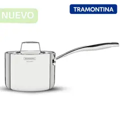 TRAMONTINA - Olla alta de acero inoxidable con tapa y mango 14 cm 1,5 L