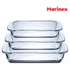 MARINEX - Fuente Bandeja para Horno de Vidrio Templado Set 3 Piezas