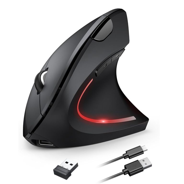 Mouse Vertical Ergonómico Usb Recargable Antifatiga 3600 Dpi Negro