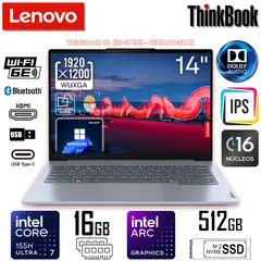 LENOVO - Laptop ThinkBook 14 G7 IML Core Ultra 7-155H RAM 16GB SSD 512GB 14" WUXGA WIN11PRO 21MR00CJLM