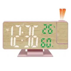 GENERICO - Reloj Digital Proyector Despertador de Hora Alarma Pantalla de Madera