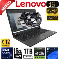 LENOVO - Laptop ThinkPad P16v Gen 2 Ultra 7 155U 16" FHD RAM 32GB SSD 1TB NVIDIA RTX 500 4GB W11 PRO
