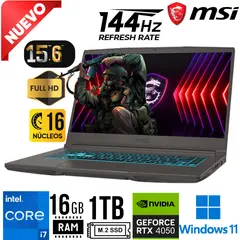 MSI - Laptop Thin 15 B13VE 15,6" Core i7-13620H RAM 16GB SSD 512GB RTX 4050 6GB W11 Home