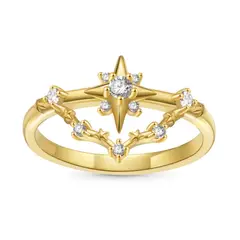 GENERICO - Anillo De Diamantes Astral Bañado En Oro De 18 Quilates De Gnoce